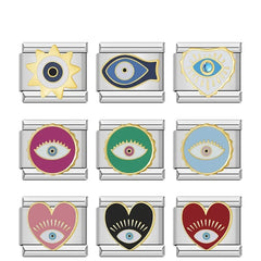 2024 Fashion Popular Romantic Heart Round Eye Charm Italian Links Fit 9mm Bracelet Making DIY Women Jewelry DJ1105-A