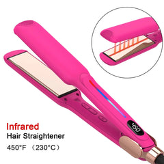 Infrared Hair Straightener Curler Titanium Plate Fast Heating Flat Iron 230℃ / 450°F Professional Salon Styling Tool 110V-240V