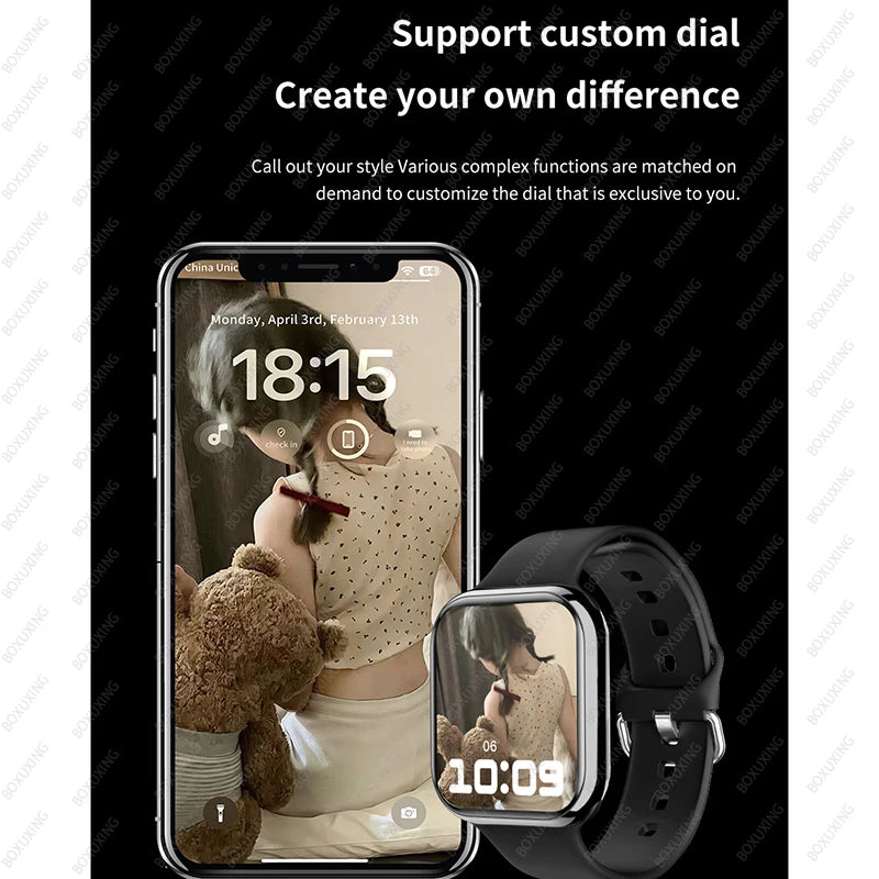 2024 AMOLED 2.05" HD Screen Smart Watch Women Series 8 Custom Dial 500+ Wireless Charging Men Smartwatch For Apple Watch IW9 IW8