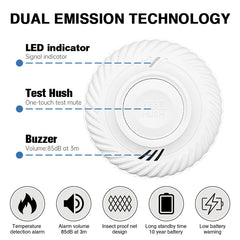 10 Year Battery WiFi Tuya And Multi Device Wireless Interlinked Smoke Detector 433MHz Connect Sensor Cover Home Fire Sound Alarm