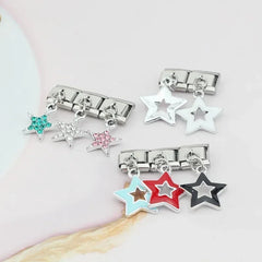 New Fashion Colour Glaze Star Shiny CZ Italian Links Charm Fit 9mm Stainless Steel Bracelet Jewelry DIY Making DJ433