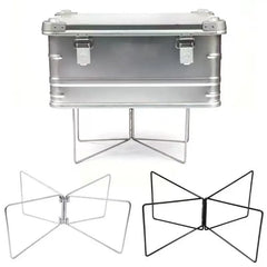 Outdoor Storage Boxes Shelves Folding Aluminum Alloy Box Rack Portable Black Silver Storage Box Rack