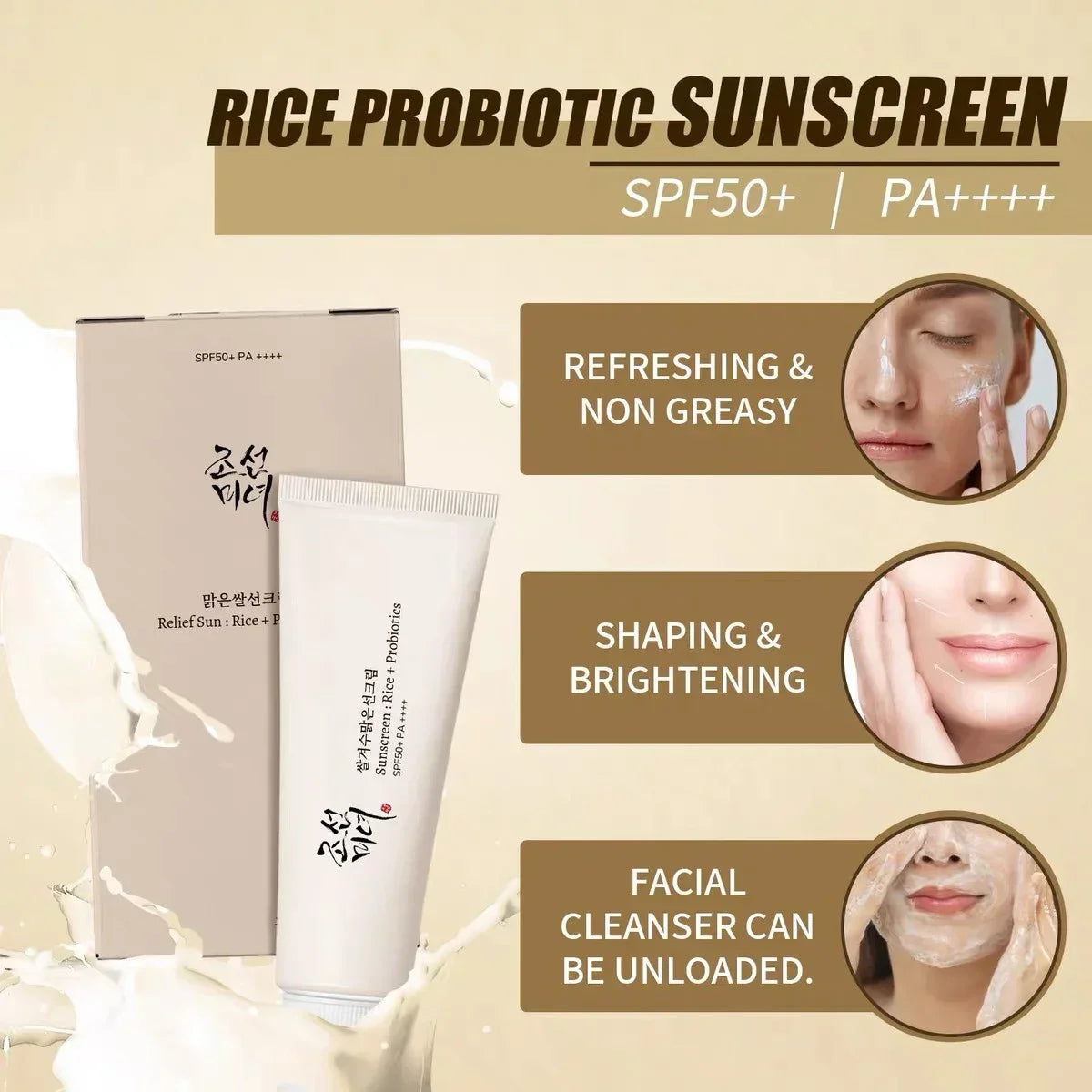 Rice Sunscreen Spf50+ Korean High Sun Protection Hydrating Moisturizing Skin Sun Lotion Oil Control For Sensitive Skin 50ml