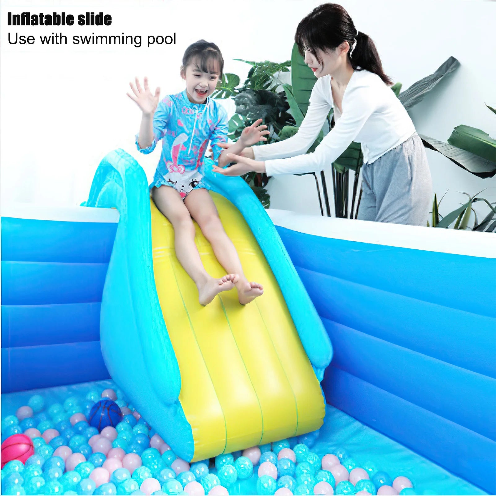 Inflatable Pool Water Slide With Wider Steps Baby Bath Toys Kids Swimming Water Play Toy Recreation Facilit For Outdoor Indoor