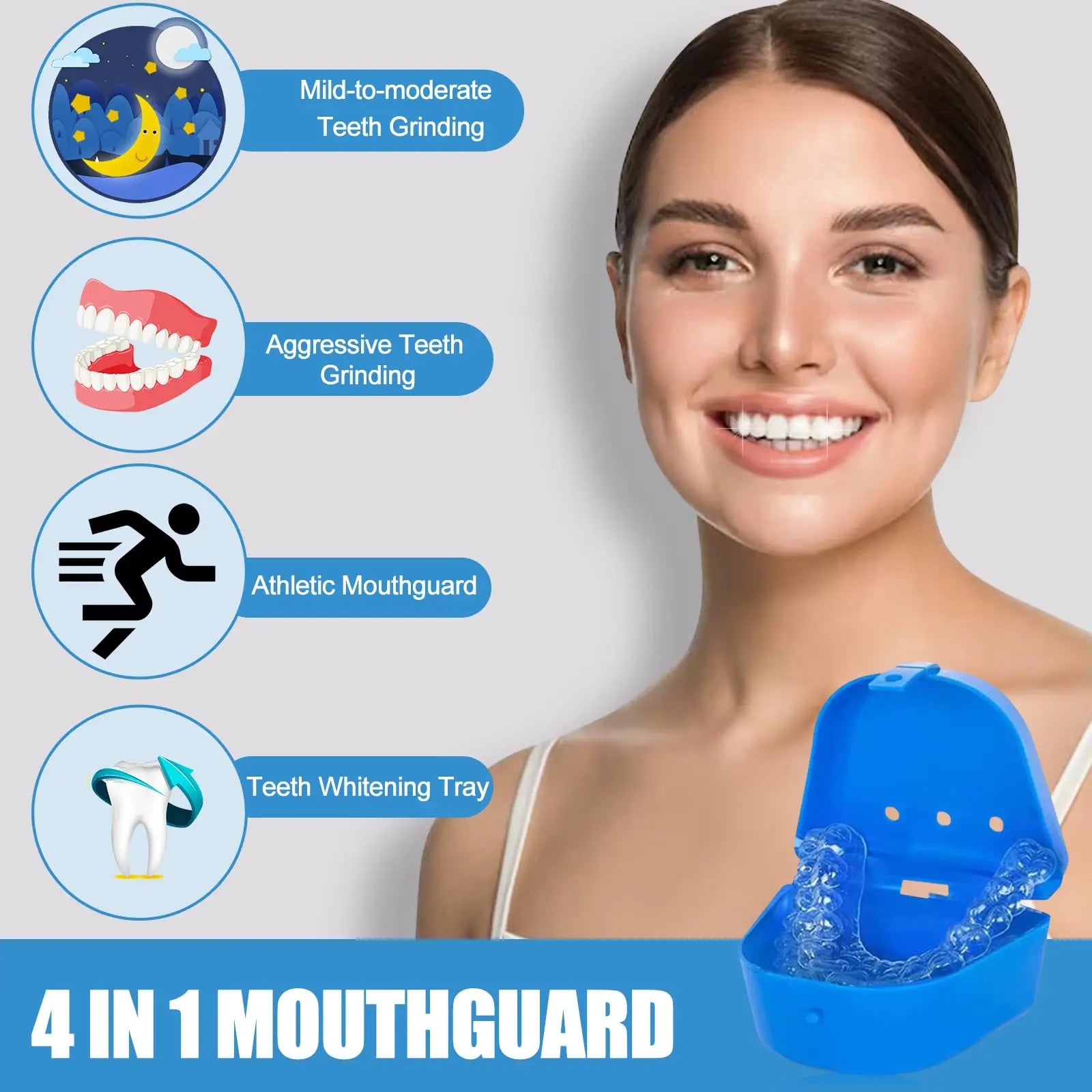 Moldable Mouth Guard for Clenching Teeth at Night Professional Mouth Night Guards for Teeth Grinding 2 Sizes Pack of 4 Upgraded