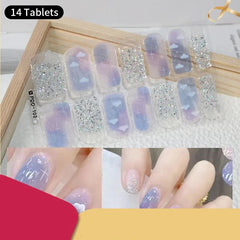 DIY Baking-free Nail Stickers Long-Lasting Solid Color Fresh Flowers In Summer Nail Strips Patch Slider Full Cover Decal