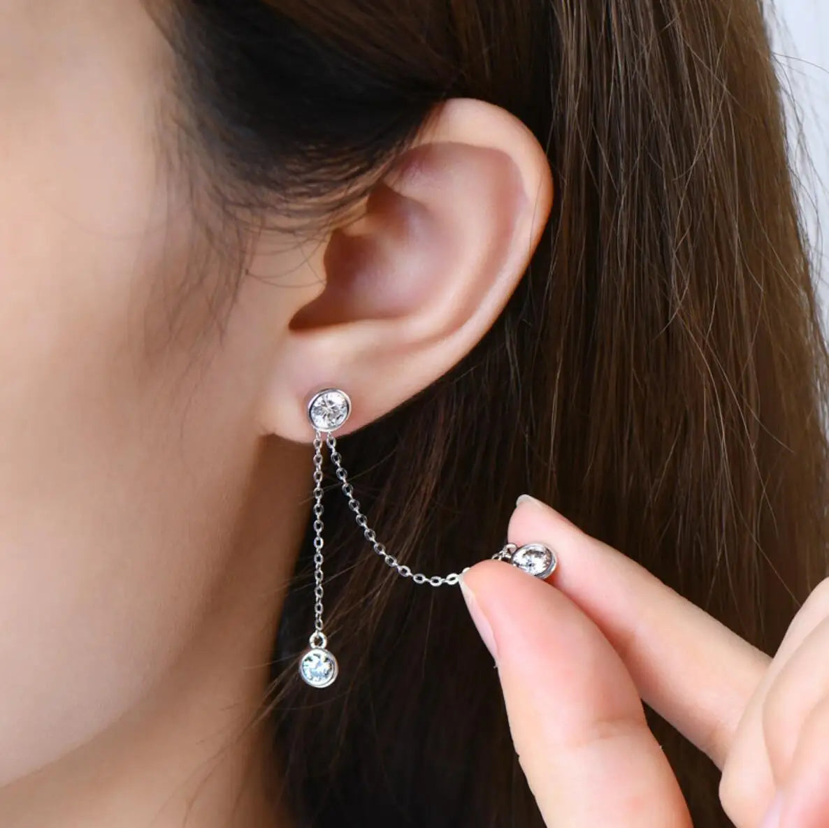 Full Moissanite Dangle Earrings 100% 925 Silver Original Certified Diamond Long Tassel Drop Earring For Women Jewelry Trend 2024