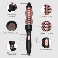 3 in 1 Thermal Brush Ceramic Hair Curler Comb Curling Wand Fast Heating Hot Brush Travel Curling Irons Double PTC Curling Brush