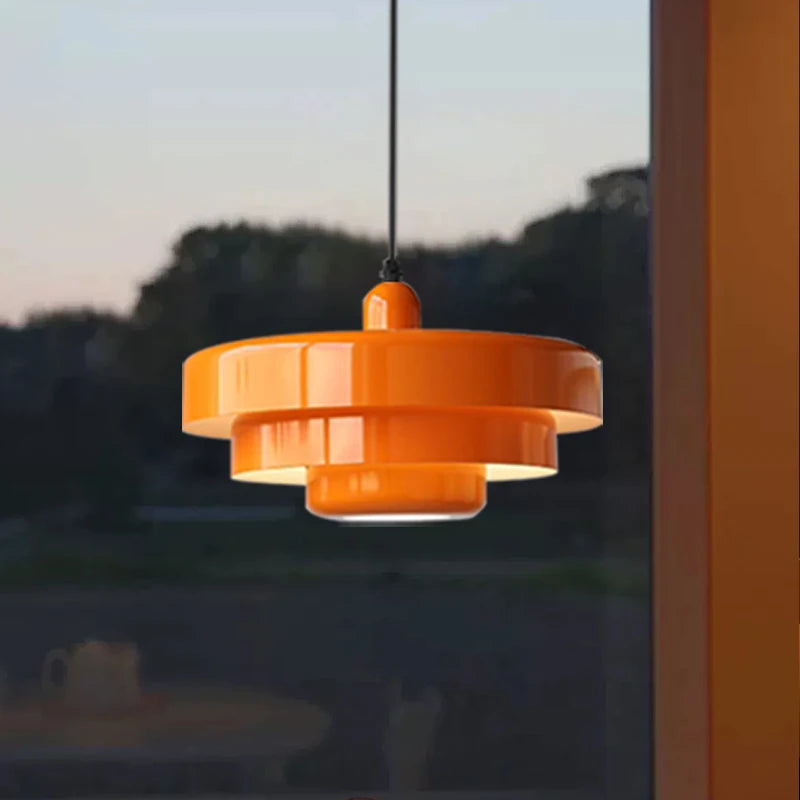 Nordic LED Pendant Light Macaron Carbon Steel Aluminum White Dark Green Orange Illuminations For Restaurant Living Rooms Fixture