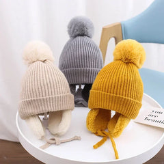 Children Winter Hats with Ears Flaps Thick Plush Fluffy Winter Cap for Boy Girl Bomber Hats Ushanka Russian Cap Fleece-lined