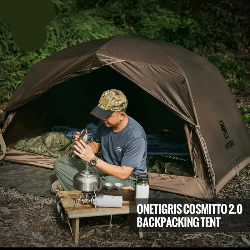 OneTigris COSMITTO 2.0 Backpacking Tent 3-Season Easy Setup Instant 2 Person Camping Tent For Hiking Trekking Fishing