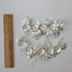 Handmade Alloy Rhinestone Pearls Floral Leaf Bridal Hair comb Clip Wedding Headpiece Women Jewelry Hair accessories