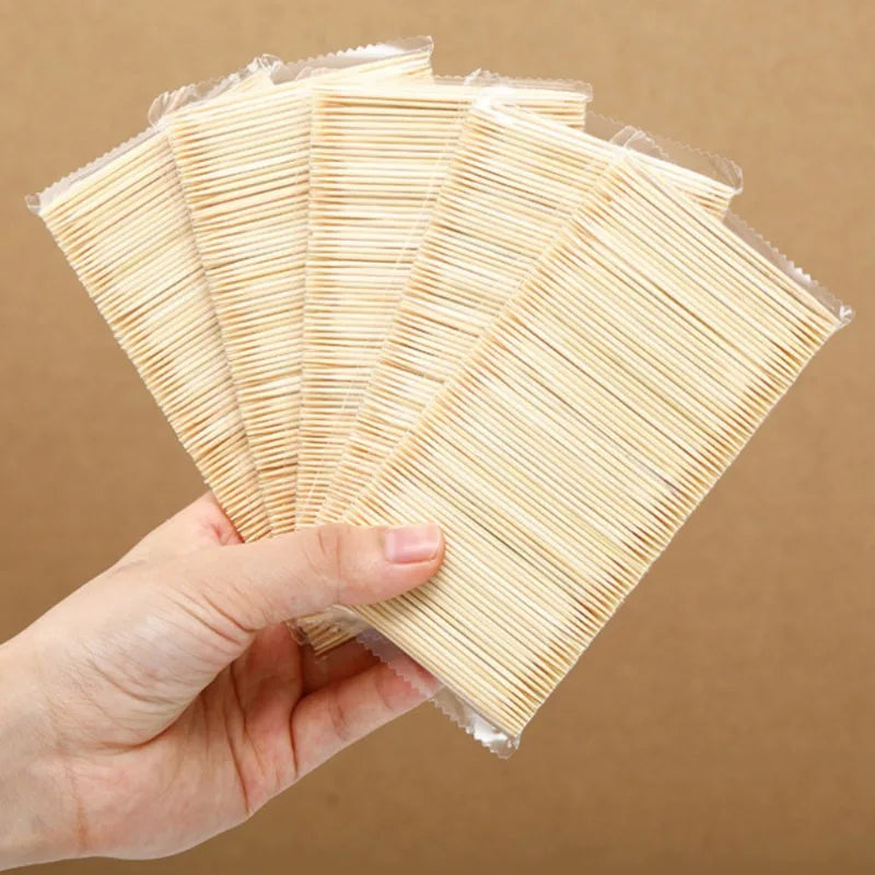 1000PCS Disposable Double Headed Toothpicks Natural Bamboo Floss Home Kitchen Restaurant Hotel Portable Teeth Cleaning Tool