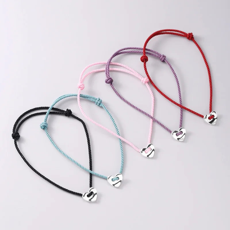 Heart Red Thread For Hand 925 Sterling Silver Bracelet Red Thread String Rope Bracelets For Women Silver 925 Green