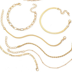 6Pcs Gold Color Bracelet Set Boho Retro Thick Twist Cuban Chain Bracelet for Women 2023 Trendy Quality Jewelry Gifts