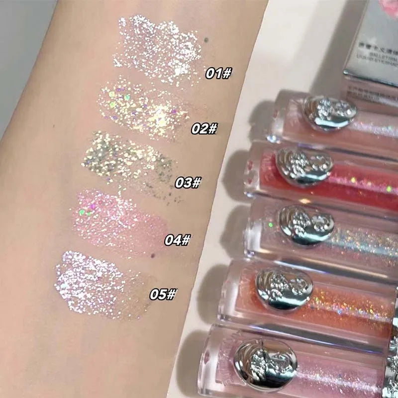 Liquid Eyeshadow Pearlescent Shimmer Long Lasting Monochrome Pearly Fine Sparkling Sequins Eye Shadow Highlighter Quick Drying