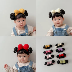 New Year Hair Accessories Cute Bow Baby Girl Wig Hat Hairpiece Christmas Newborn Children Kids Girls Cosplay Headbands Headwear