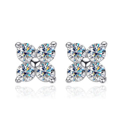 D VVS1 Round Moissanite Stud Earrings for Women Man 4 Stones Classic s925 Sterling Silver Earring with GRA Gift Jewelry