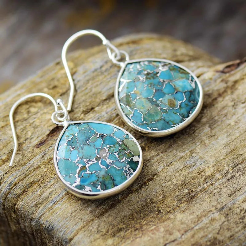 Women Teardrop Turquoise Dangle Earrings Art Deco Modernism Teengirl Earring Designer Rhinestone Jewelry Wholesale