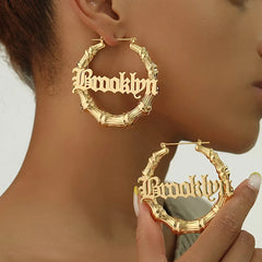 Custom Name Earrings 50mm 80mm 100mm Big Hoop Earrings for Women Gold Stainless Steel Jewelry Personalized Christmas Gift