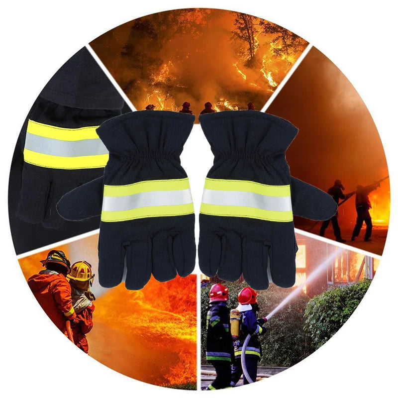 Fireproof Safety Gloves Black Reflective Belt Fire Gloves Protection Supplies For Welding And Cold Weather Firefighting Gloves