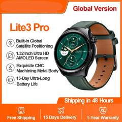 Mibro Watch Lite3 Pro 1.32Inch UHD AMOLED Screen GPS Positioning AOD Metal Body Waterproof 150 Sports Modes Men Women Smartwatch