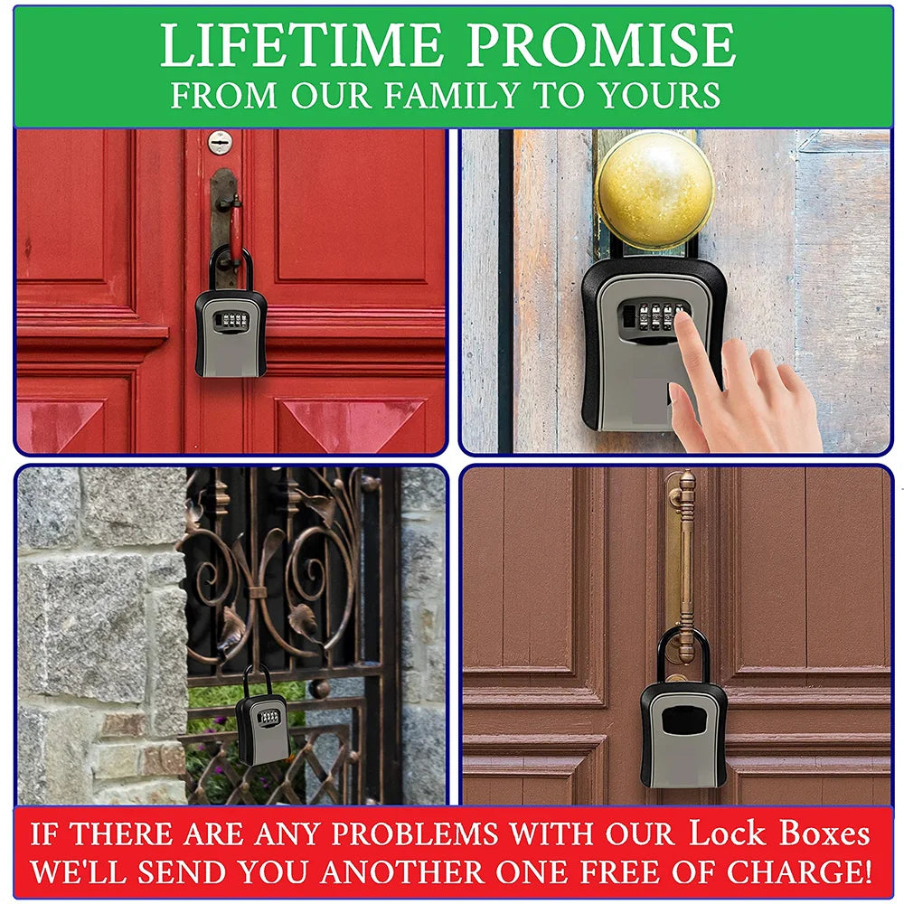 Plastic Key Lock Box Portable Combination Lockbox Wall-Mounted Key Storage Box Resettable Code Safe Security Lock Box for Home