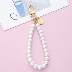 Simulated Pearl Key Chain for Aorpods Bag Pendant Beaded Key Holder for Women Mobile Phone DIY Jewelry Accessories