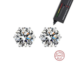 100% 925 sterling silver GRA Certified 0.3-3CT real Moissanite D color VVS1 six-jaw stud earrings Women Wedding Band Jewelry