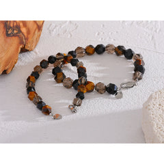 Natural Smoking Quartz Tiger Stone Beads Unisex Couple Health Bracelet Stainless Steel Handmade Fashion Jewelry Men