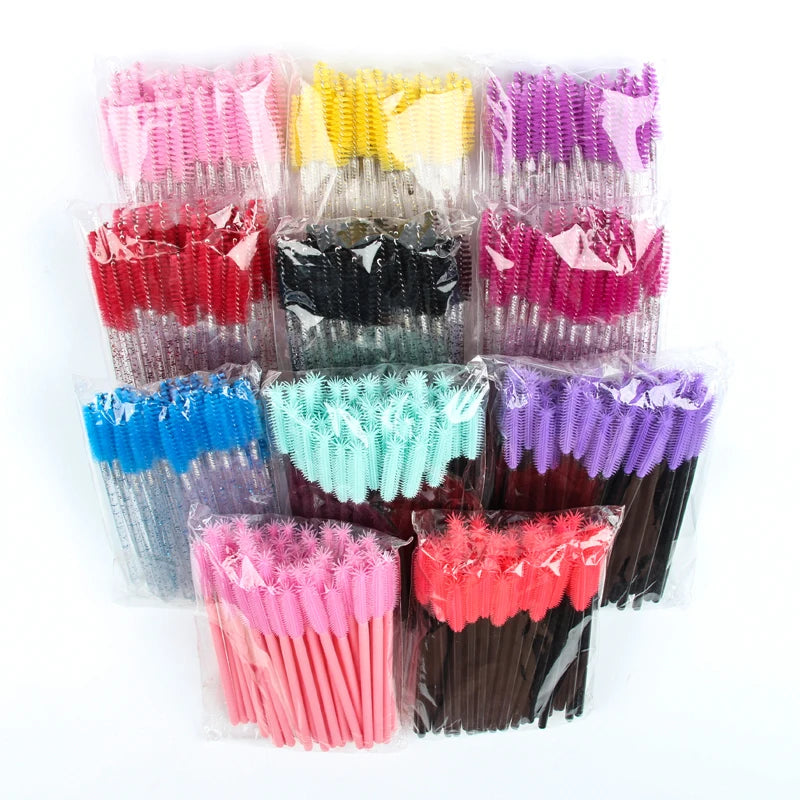 HOT 5/25/50pcs Plastic Mascara Wands Applicator Disposable Eyelash Brush Comb Crystal Eyelash Brushes Makeup Beauty Eye Brush