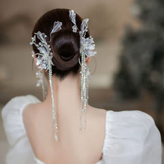 Bridal headwear tassel pair hair clip simple temperament hair decoration versatile wedding hair jewelry