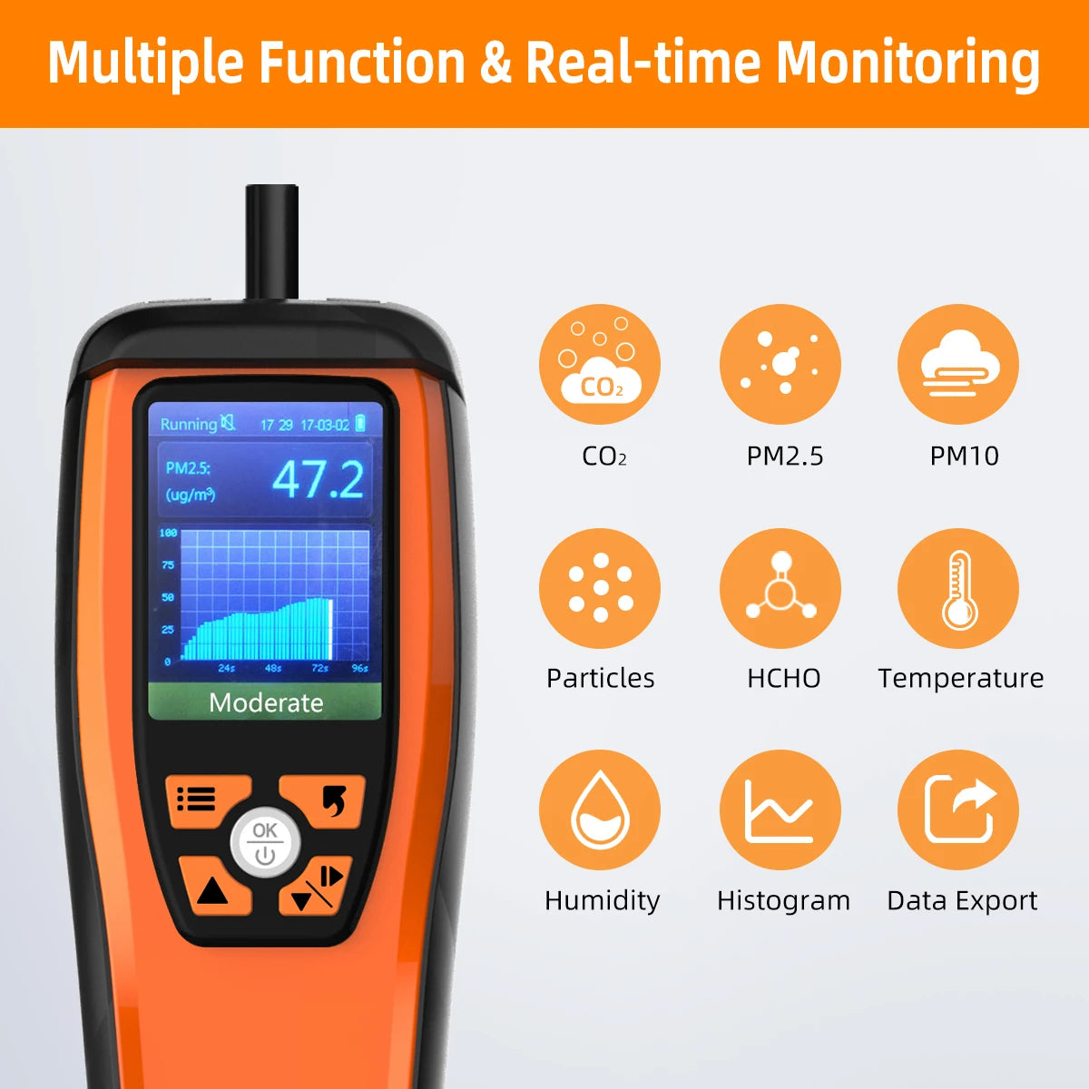 M2000 2nd Generation CO2 Meter Air Quality Monitor Air Analyzer PM2.5 PM10 HCHO Temp Humidity Data Export