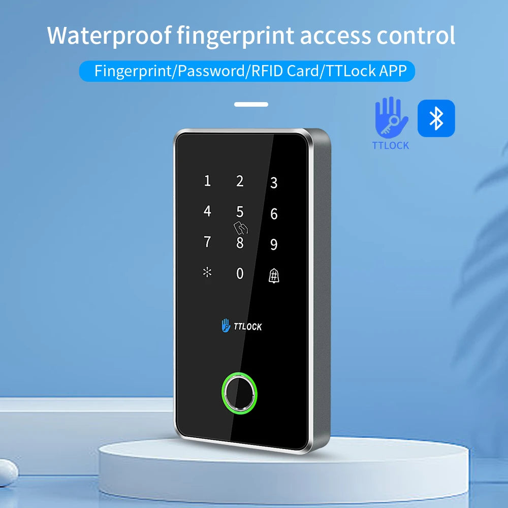 Outdoor Nfc Rfid Keypad Ttlock App Fingerprint Bluetooth Gateway 13.56Mhz Card Access Control System MJ02 Metal Alloy