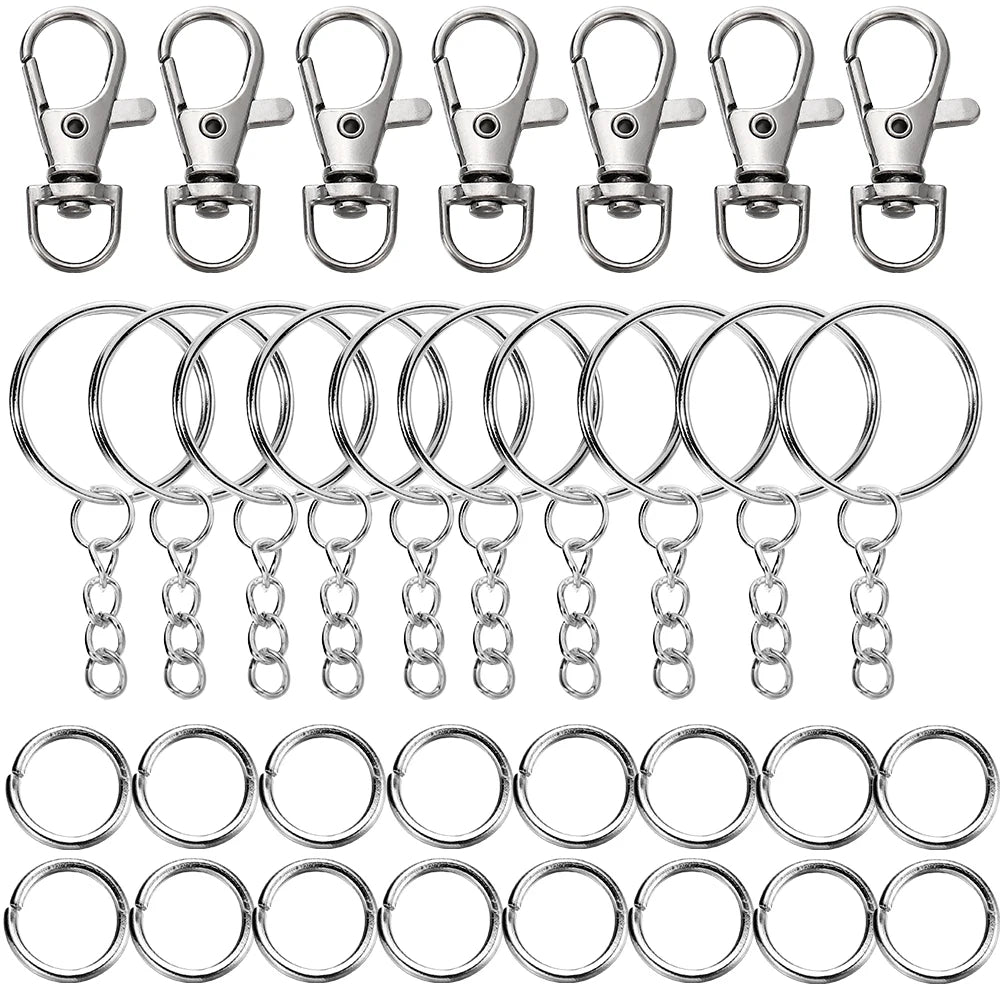 70Pcs/Set Swivel Snap Hook and Key Rings with Chain Jump Rings Connectors for DIY Keychain Lanyard Jewelry Making Supplies