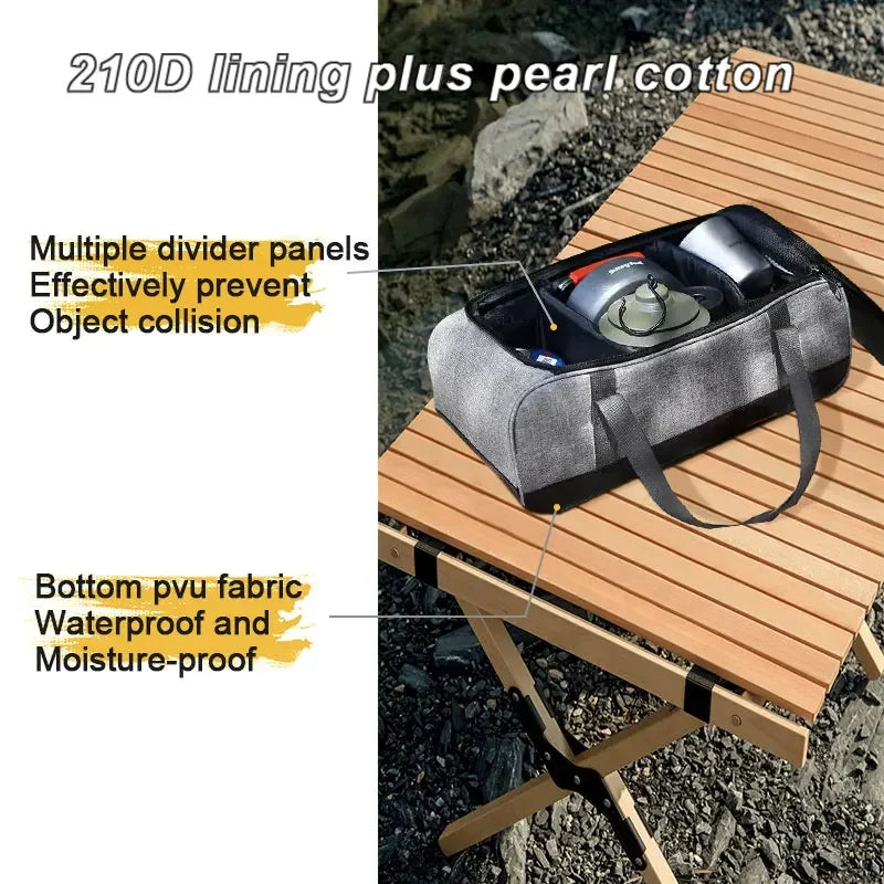 Outdoor Camping Cookware Bag  Cutlery Pouch Large Capacity Tableware Handbag Outdoor Stove Tableware Storage Bag for Picnic BBQ