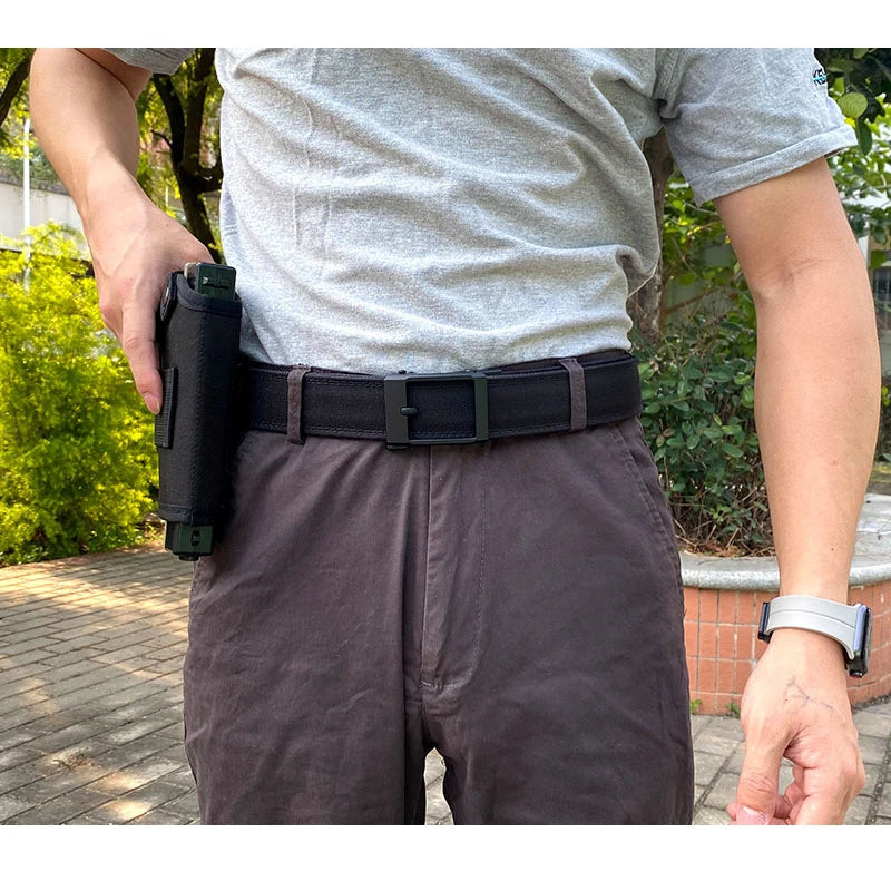 New Hard Tactical Belt for Men Metal Automatic Buckle IPSC Gun Belt 1100D Nylon Military Belt Outdoor Sports Girdle Male