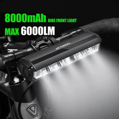 NEWBOLER Bicycle Light Front 6000Lumen Bike Light 8000mAh Waterproof Flashlight USB Charging MTB Road Cycling Lamp Accessories