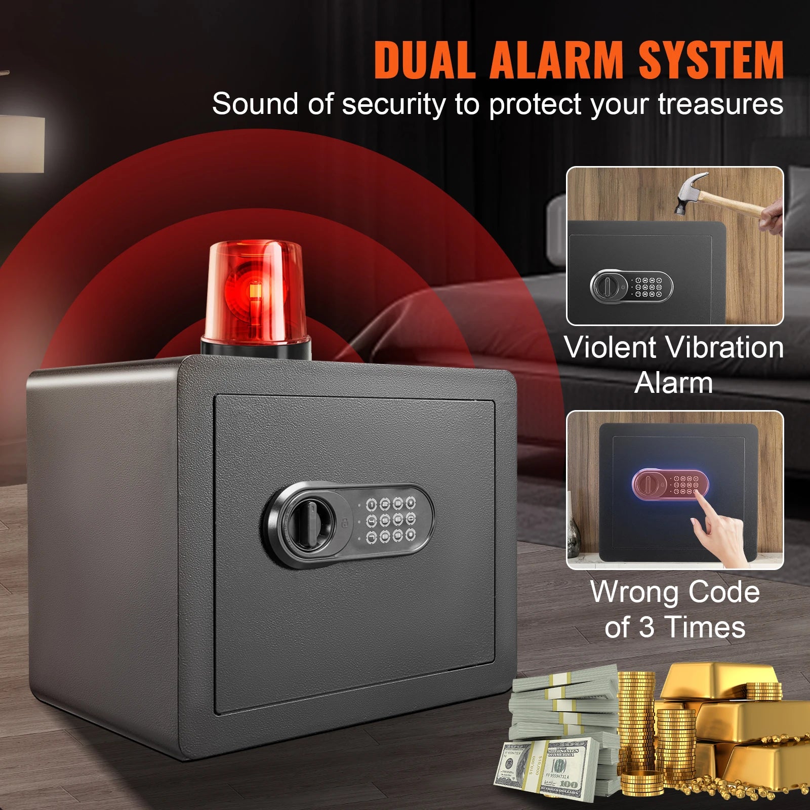 1.2/0.5 Cubbic Fit Electronic Safe Deposit Safe Box W/ Digital Access & Override Keys for Store Money Gun Jewelry Document