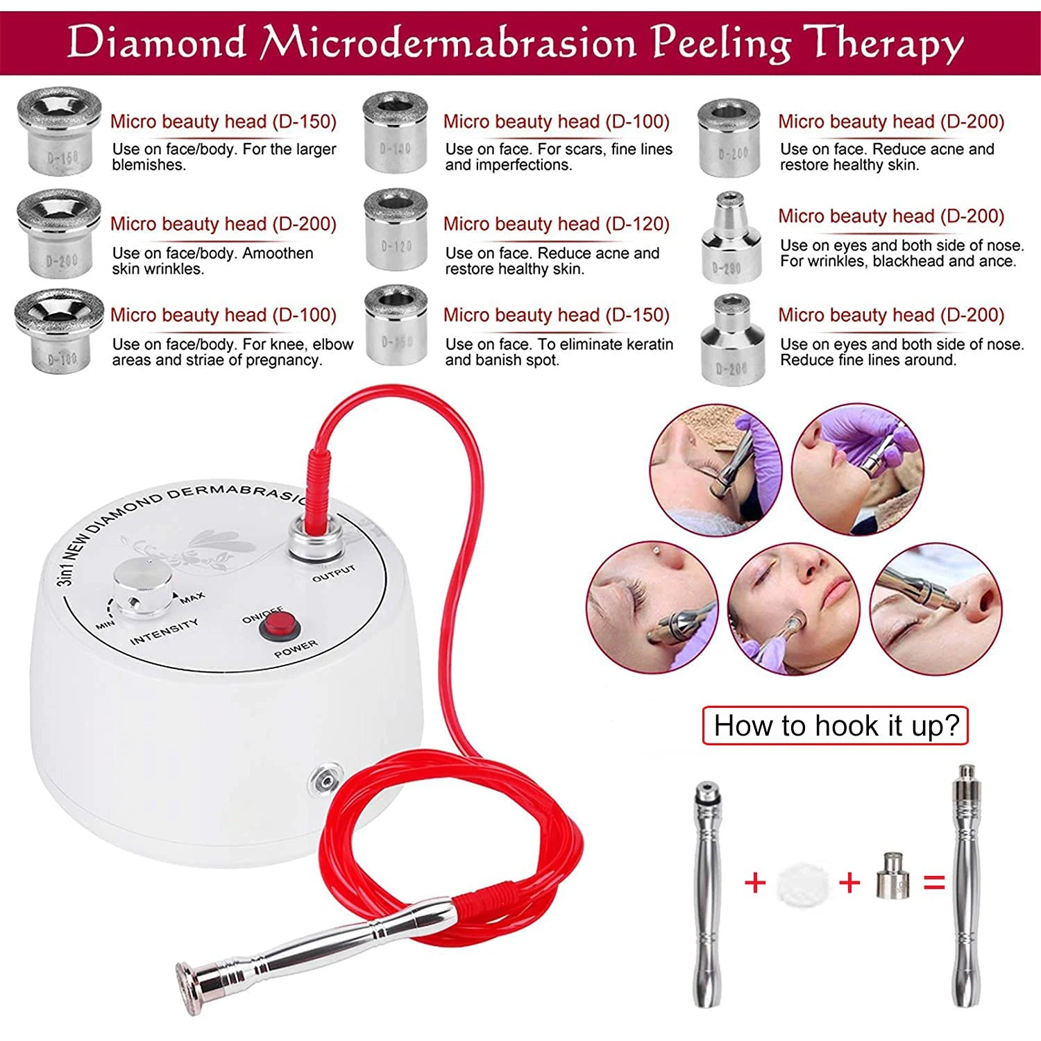 3 in 1 Diamond Machine Facial Care Machine Microdermabrasion Device with Vacuum Spray for Salon Personal Home Use Brighten Skin