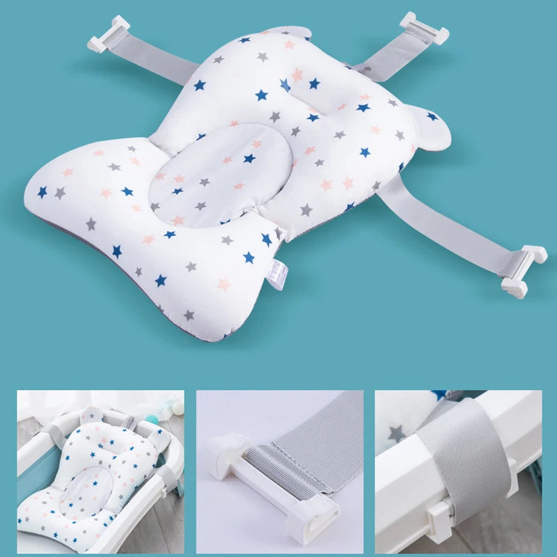 Baby Shower Bath Tub Pad Non-Slip Newborn Bathtub Mat Safety Nursing Foldable Support Comfort Body Cushion Mat Pillow