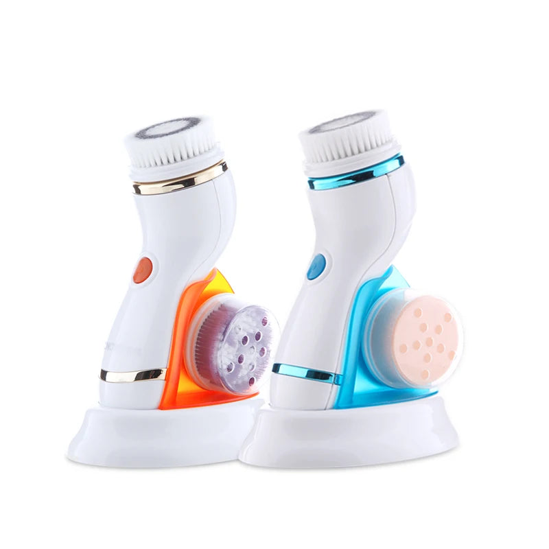 Rechargeable Facial Cleansing Spin Brush Set with 4 Exfoliation Brush Heads Waterproof Face Spa System Scrubber Deep Cleansing