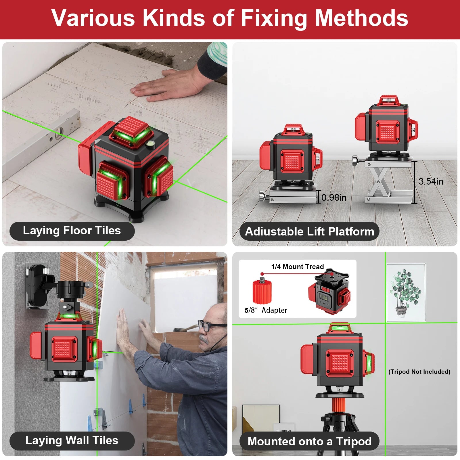 WEIDDW 16 Lines Nivel Laser Professional Laser Level 360°Self-leveling Horizontal Vertical Green Lights Laser Level Buid lTool