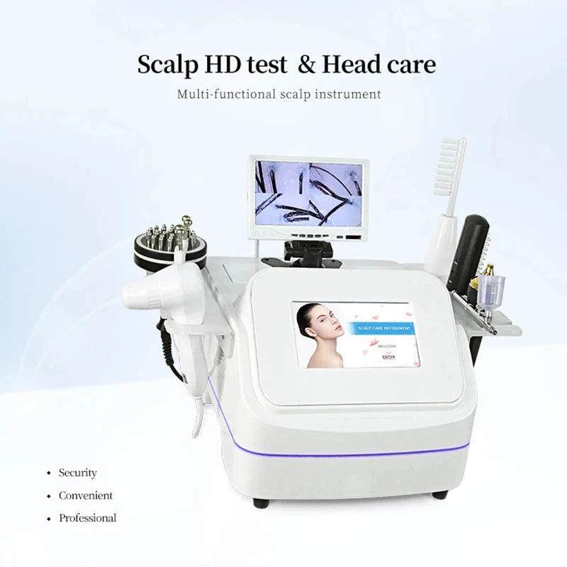 7 In 1 High Frequency Hair Follicle Detection Scalp Treatment Machine Hair Analyze Scalp Care Massage Hair Regrowth Device