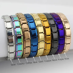 New Women's Jewelry 9mm Width Itanlian Elastic Charm Bracelet Fashion Stainless Steel Bangle ST-