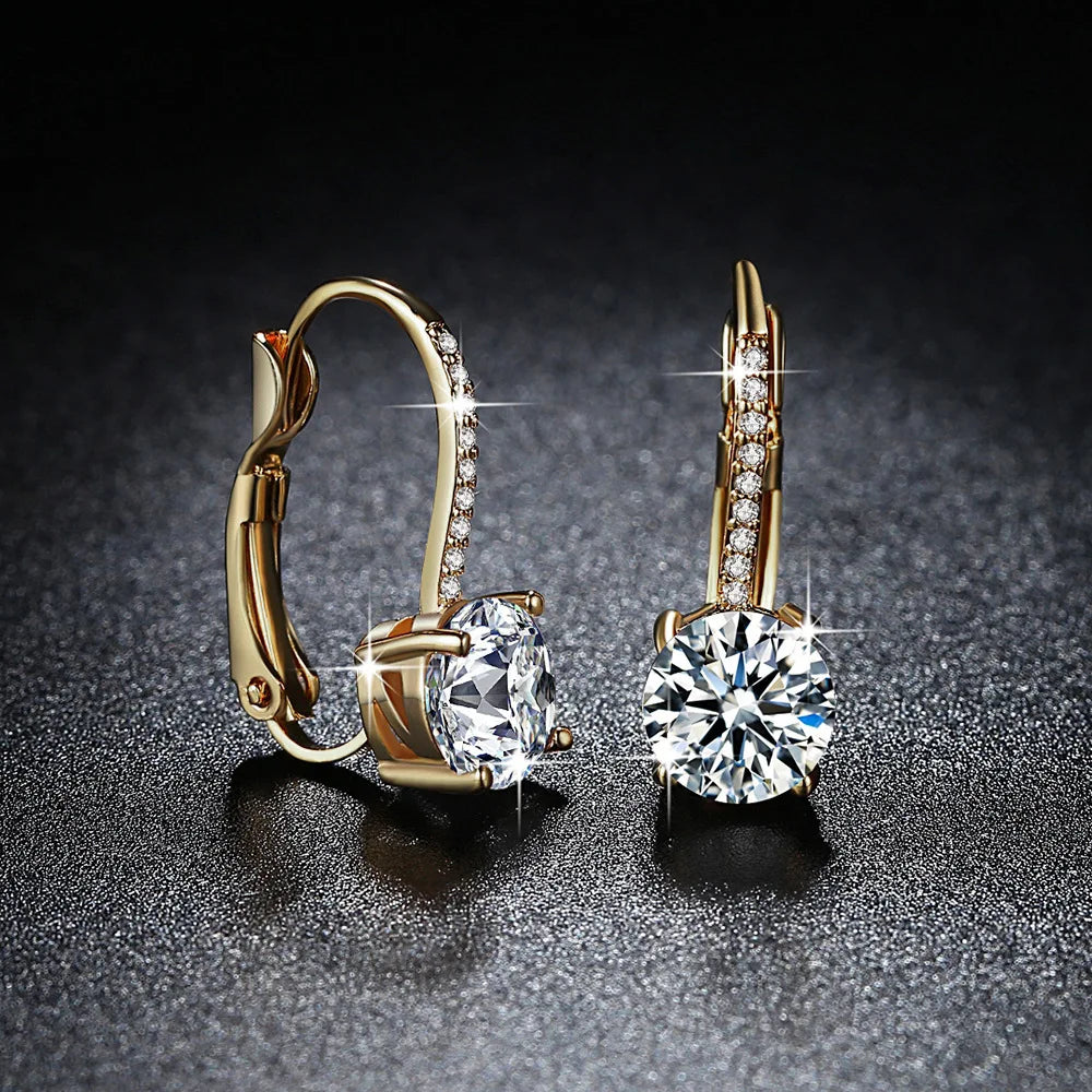 14K Gold Plated Earrings 2023 Silver Hoops 925 Dangle Earrings for Women Lever Back Moissanite Earring Drop Girls Jewelry