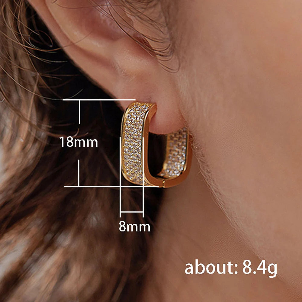 Exquisite Fashion Female Jewelry Gold Color Zircon Earrings Romantic Valentine's Day Gift Engagement