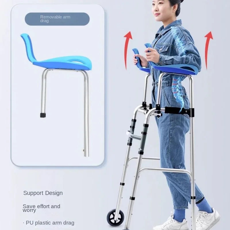 Arm Support Walking Stick with Seat, Adult Postoperative Training Walking Aids, Walking Inconvenience Anti-fall Mobility Scooter