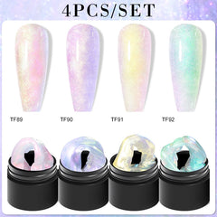 MEET ACROSS 4Pcs/Set Auroras Non Stick Hand Solid Extension Gel Nail Polish Finger Extension Nail Art Hard Gel Varnish
﻿