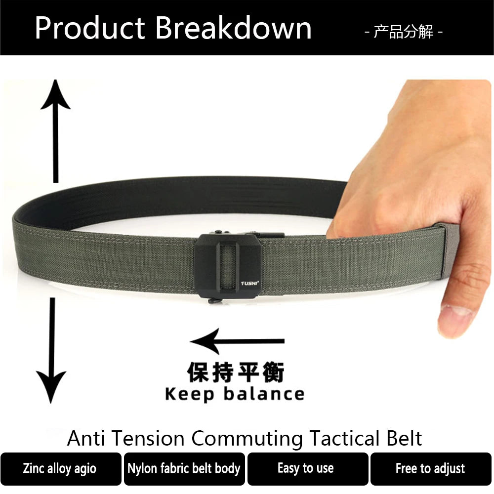 Hard Tactical Gun Belt for Men Metal Automatic Buckle Thick Nylon Police Military Belt Casual Belt IPSC Girdle Male